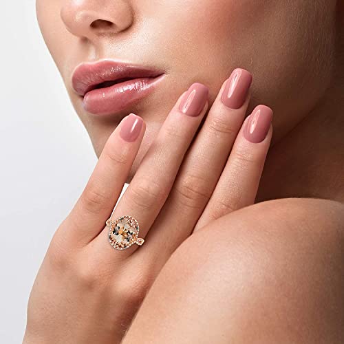 1/4 Carat Diamond and Oval Morganite Halo Engagement Ring for Women in 14k Rose Gold (Fancy Brown/G-H, VS2-SI2, cttw) Promise Anniversary Ring Size 5 to 10 by LeVian