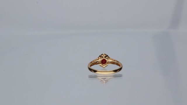 Gin & Grace 10K Yellow Gold Mozambique Genuine Ruby Ring with Diamonds for women | Ethically, authentically & organically sourced (Oval-Cut) shaped Ruby hand-crafted jewelry for her | Ruby Ring for women