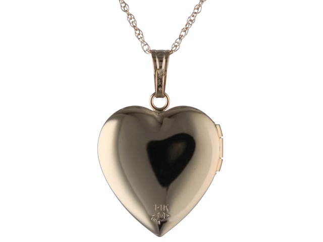 Amazon Collection 14k Yellow Gold Heart Locket Necklace with Diamond-Accent
