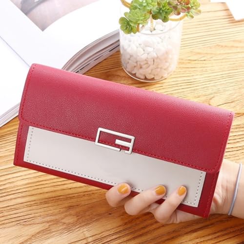 IFFANY Women s Leather RFID Organizer Wallet Card Holder with Zipper, Red