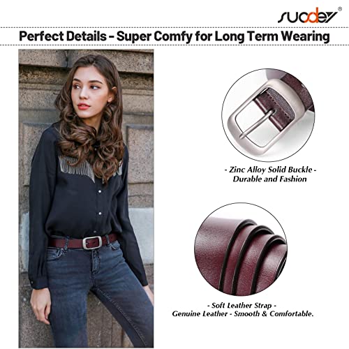 SUOSDEY Fashion Womens Genuine Leather Belt, Cowhide Waist Belt with Pin Buckle for Jeans Pants
