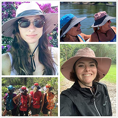 Womens Ponytail Sun Hat UV Protection Wide Brim Foldable Summer Beach Fishing Hats