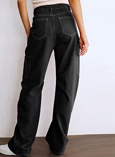 Dokotoo Women 6 Pockets High Waisted Cargo Pants Wide Leg Casual Pants Combat Military Trouser US 4-18