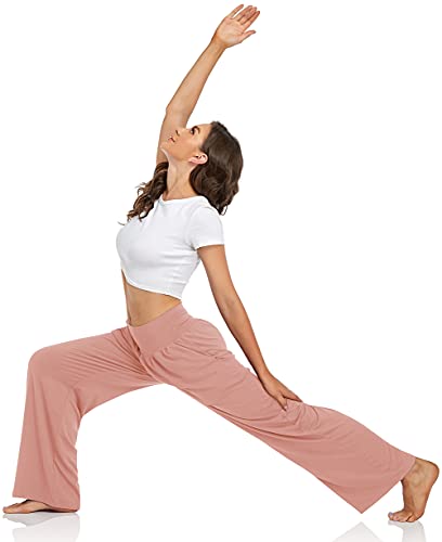 UEU Women s Casual Loose Wide Leg Cozy Pants Yoga Sweatpants Comfy High Waisted Sports Athletic Lounge Pants with Pockets
