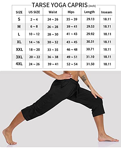 TARSE Women s Capri Yoga Pants Loose Soft Drawstring Workout Sweatpants Causal Lounge Pants with Pockets