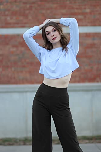 Promover Capri Pants for Women Wide Leg Yoga Pants with Pockets High Waist Casual Dress Crop Pants