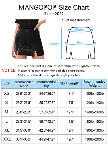 MANGOPOP Women s Basic High Waist Faux Leather Bodycon Mini Pencil Skirt