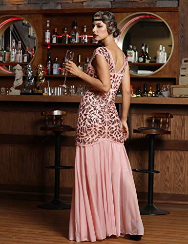 PrettyGuide Women  s 1920s Black Sequin Gatsby Maxi Long Evening Prom Dress