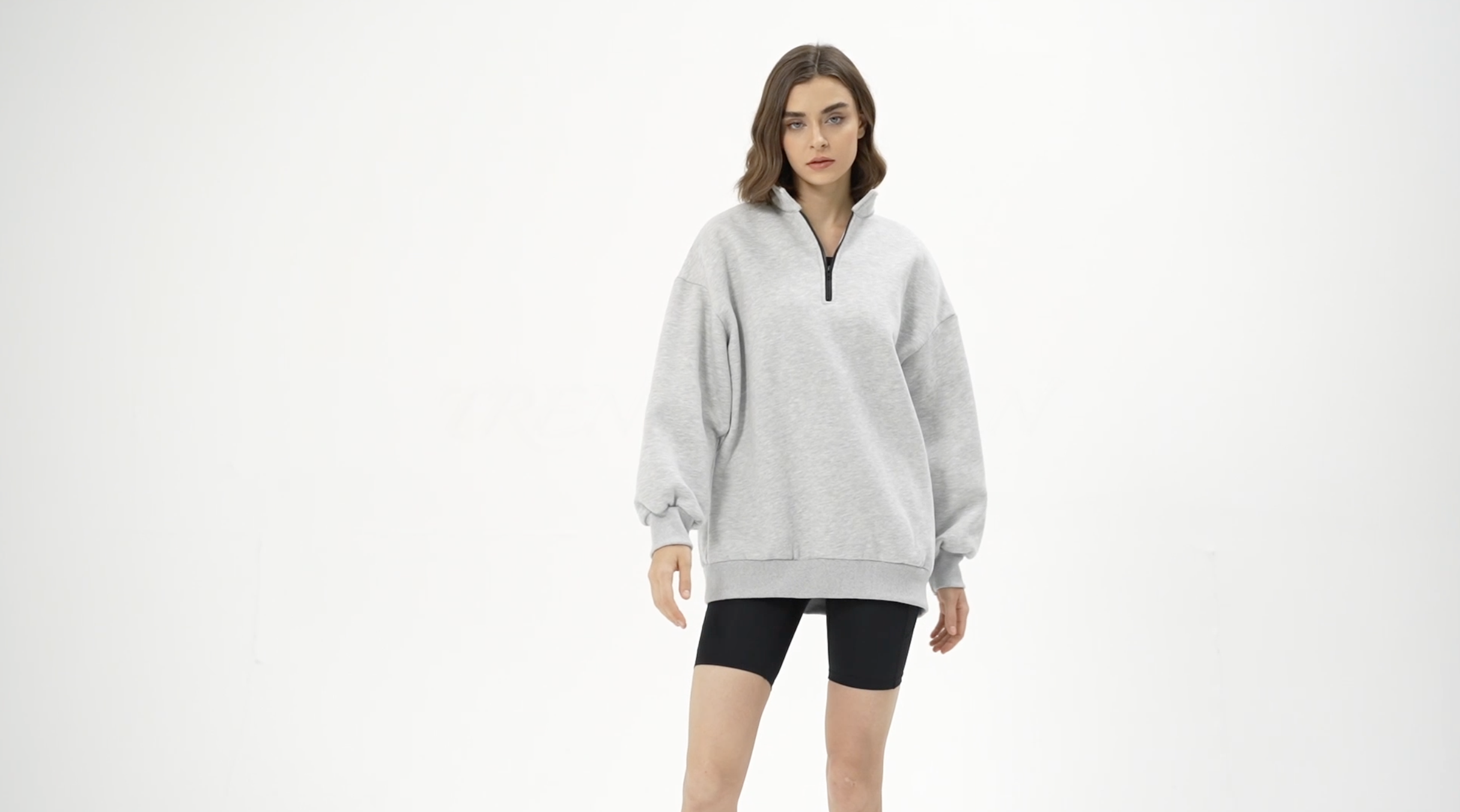 Trendy Queen Womens Oversized Half Zip Pullover Long Sleeve Sweatshirt Quarter Zip Hoodie Sweater Teen Girls Fall Y2K Clothes