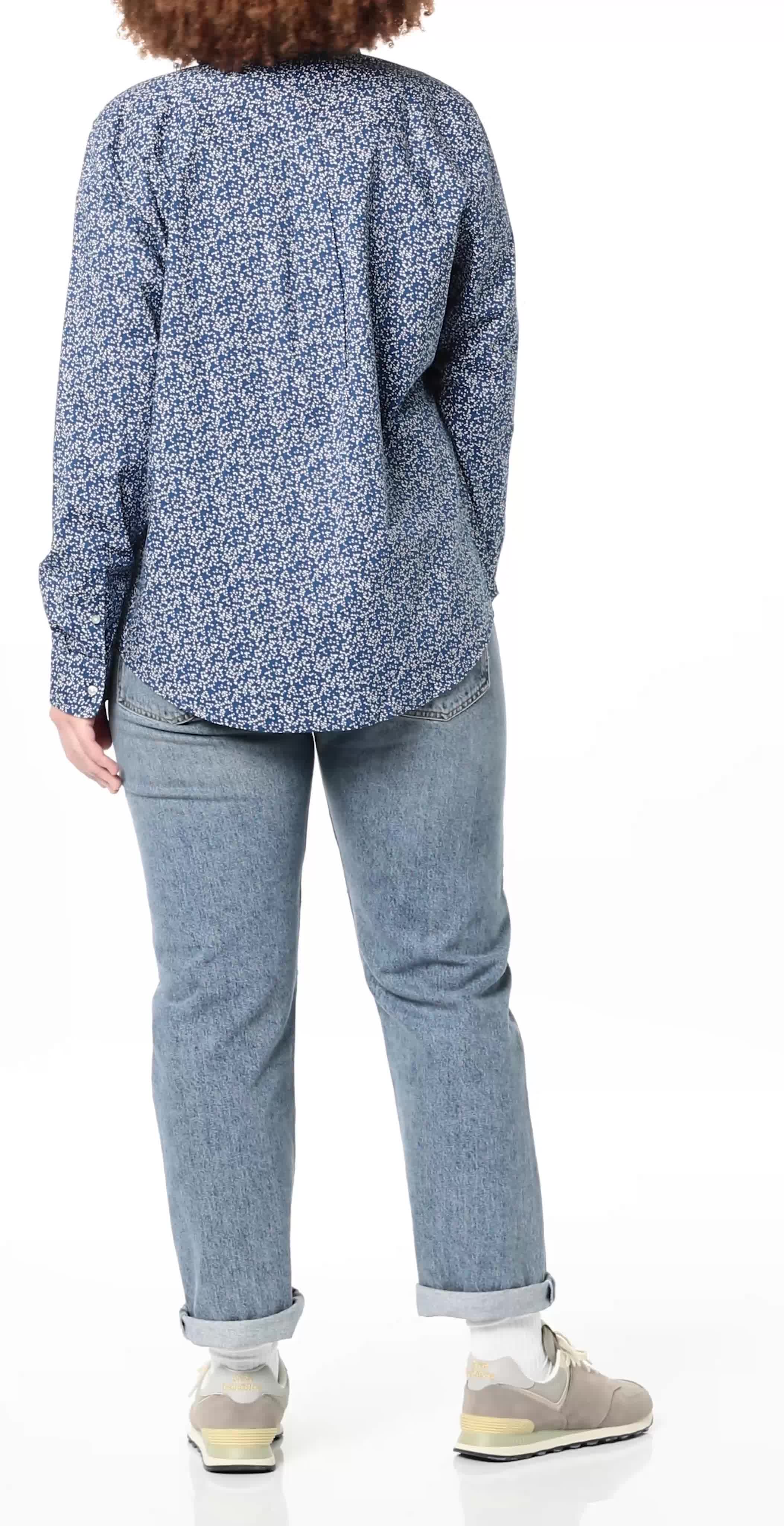 Amazon Essentials Women s Classic-Fit Long-Sleeve Button-Down Poplin Shirt