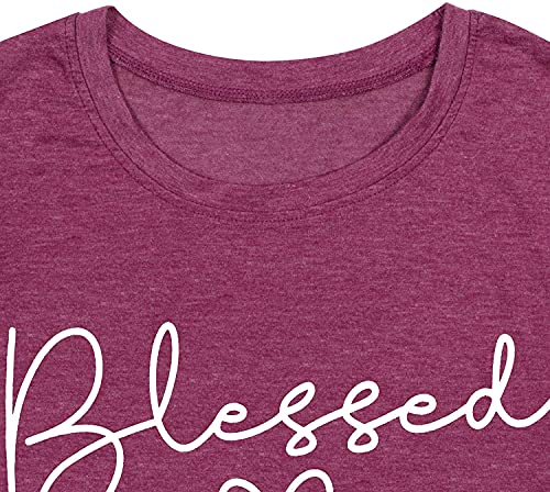 Blessed T-Shirt for Women Cute Simple Sayings Heart Graphic Letter Print Shirts Casual Short Sleeve Thankful Tee Tops