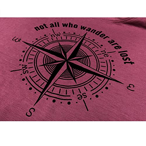 Womens Not All Who Wander are Lost T-Shirt Workout Shirts Summer Funny Letters Compass Graphic Casual Tops Athletic Tee