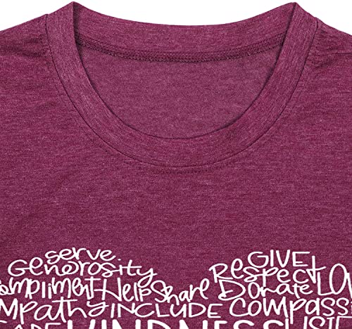 Womens Kindness Shirts Love Heart Graphic Tees Inspirational Letter Printed Be Kind Funny Casual Short Sleeve Tops