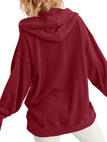 Panesare Womens Casual Hoodies Long Sleeve V Neck Lightweight Hooded Sweatshirt Loose Pullover Tops