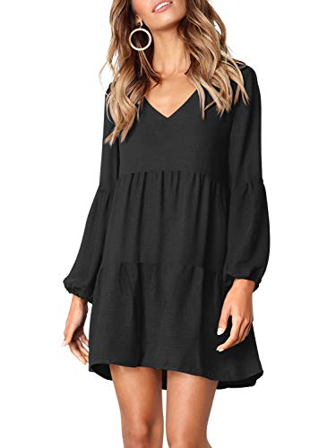 Amoretu Women Summer Tunic Dress V Neck Casual Loose Flowy Swing Shift Dresses