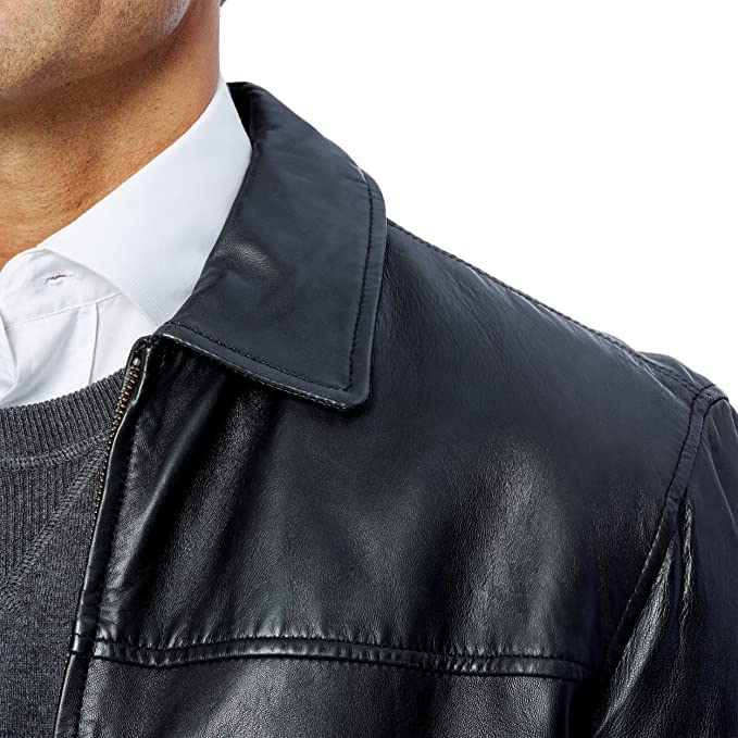 Excelled Men s New Zealand Lambskin Leather Classic Open Bottom Jacket, Brown, Medium