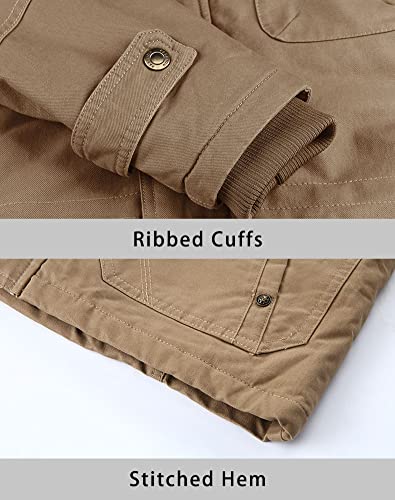 HJWWIN Men s Winter Military Jacket Thicken Fleece Lined Parka Jacket Mid Length Warm Coat with Removable Hood
