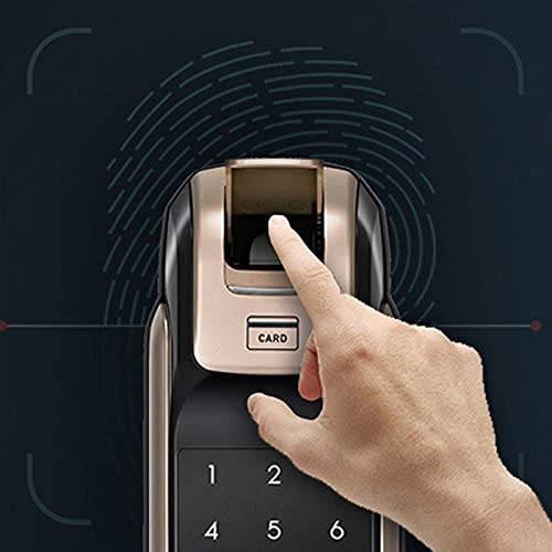 YEBDD Push Pull Handle with Fingerprint Digital Smart Home Lock and Card Verification (Color : White-Fruit peach5, Size : Push)
