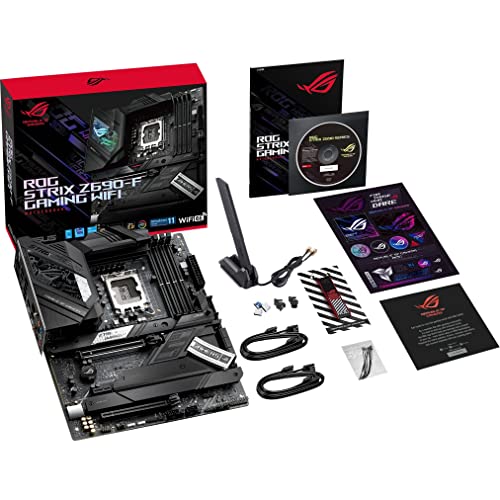 ASUS ROG Strix Z690-F Gaming WiFi 6E LGA1700(Intel 12th Gen) ATX Gaming Motherboard(PCIe 5.0,DDR5,16+1 Power Stages,2.5Gb LAN,BT v5.2,Thunderbolt 4,4xM.2,Front Panel USB 3.2 Gen 2x2 Type-C Connector)