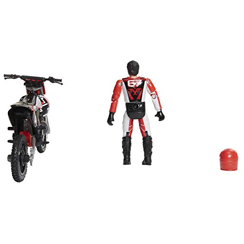 MXS Motocross Bike Toys Moto Extreme Sports, Bike & Rider with SFX Sounds by Jakks Pacific Action Figure Playsets - #67 Red & White Rider, for Kids Ages 5+