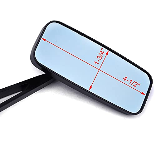 8mm/10mm Black Rectangle Motorcycle Rear view Side Mirrors compatible with Kawasaki Suzuki Yamaha Cruiser Chopper