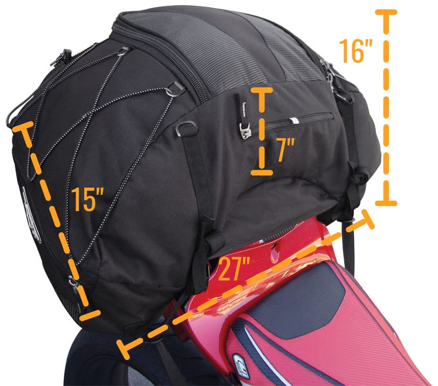 GEARS Navigator Motorcycle Tail Bag | Water Resistant, Anti-Scratch Base, and Durable Luggage for Motorcycle, Sport Bike, and Adventure-Touring Bike
