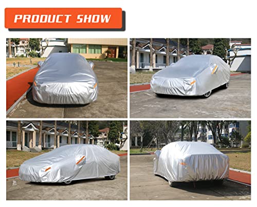 Kayme Car Covers for SUV Waterproof All Weather Sun Uv Rain Protection with Zipper Mirror Pocket Fit Ford Explorer, Toyota Highlander, Honda Pilot, Suitable for Mid Size SUV Jeep (188 to 200 Inch) YXL