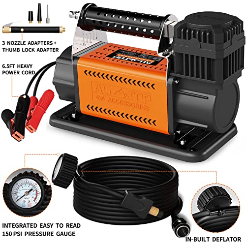 ALL-TOP Air Compressor Kit, 12V Portable Inflator 7.06CFM, Offroad Air Compressor for Truck Tires,Air Pump for Car Tire, Heavy Duty Air Compressor Max 150PSI for Jeep SUV 4x4 Vehicle RV Tire