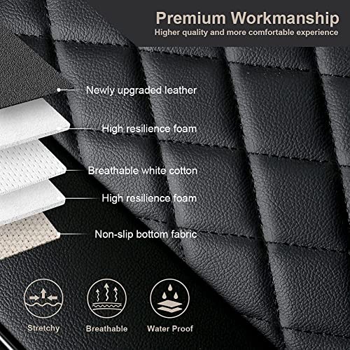 GIANT PANDA Luxury Leather Front Car Seat Covers for Most Cars, SUV, Mini Van and Pickup Beige/Black(1 Pair)