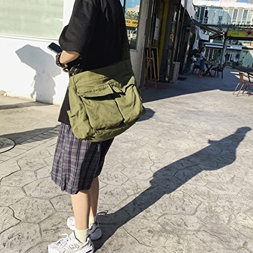 GAXOS Aesthetic Crossbody Bags for Women Cute Vintage Canvas School Handbags Laptop Large Shoulder Bags