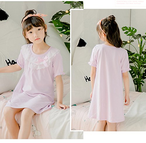 Zegoo Girls 100% Cotton Organic Nightgown Lace Sleepwear Dress 4-14 Years Old