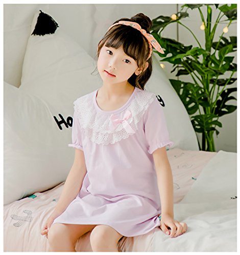 Zegoo Girls 100% Cotton Organic Nightgown Lace Sleepwear Dress 4-14 Years Old