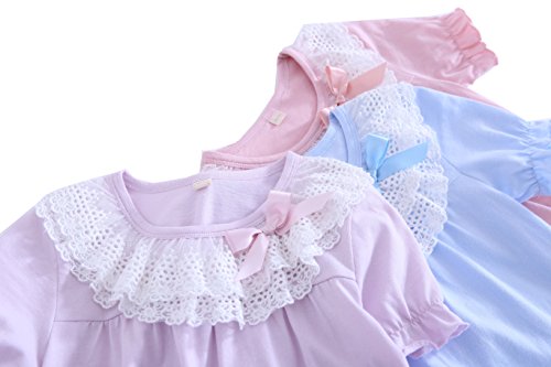 Zegoo Girls 100% Cotton Organic Nightgown Lace Sleepwear Dress 4-14 Years Old