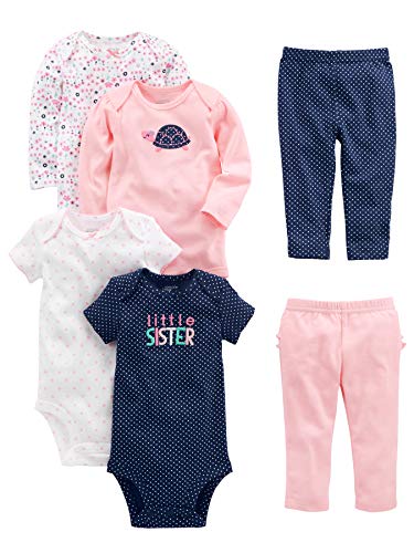 Simple Joys by Carter s Baby Girls  6-Piece Bodysuits (Short and Long Sleeve) and Pants Set