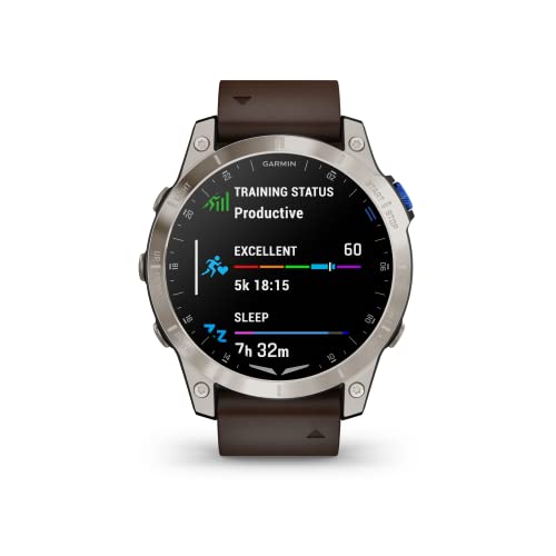Garmin D2™ Mach 1, Touchscreen Aviator Smartwatch with GPS Moving Map, Aviation Weather, Health and Wellness Features and More, Oxford Brown Leather Band
