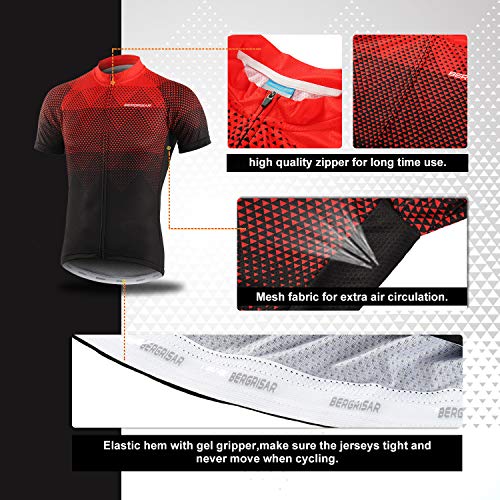 BERGRISAR Men s Cycling Jerseys Short Sleeves Bike Shirt