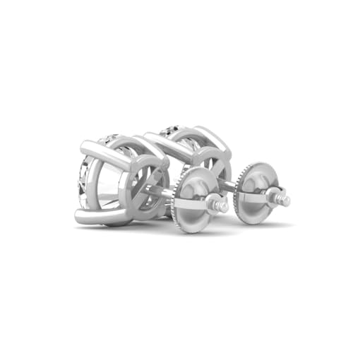 1/2 Carat - 5 Carat Lab Grown Diamond | 14K White Gold Four prong Lab-Grown Diamond Solitaire Stud Earrings | screw back | D-E color and VS1 clarity | ARAIYA FINE JEWELRY