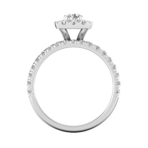 IGI Certified 1.50 Carat TW Diamond Halo Engagement Ring Bridal Set in 10k White Gold (G-H, I2-I3)