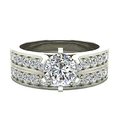 Glitz Design Classic Channel Engagement Ring Set Sparkling Diamond Wedding Set 1.10 ctw 14K Gold