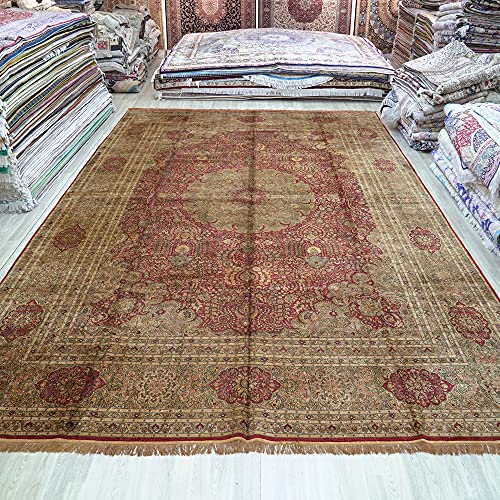Yilong Carpet 12x18ft Oversized Oriental Silk Rugs Expensive Vintage Handmade Area Rugs for Home Office