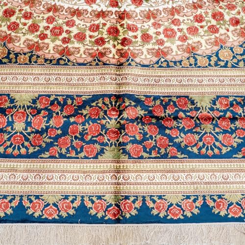Yilong Carpet 16x16ft Square Oriental Silk Carpets Handmade Extra Large Vintage Rose Area Rug for Living Room Bedroom Dinning Room
