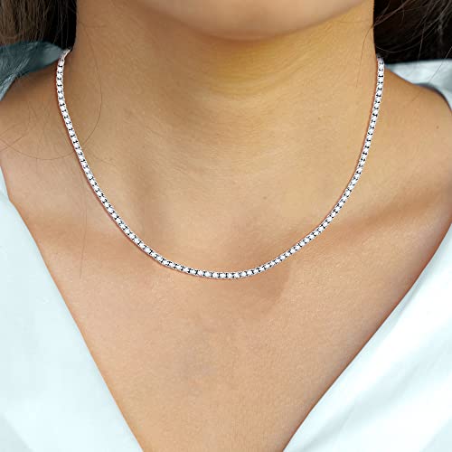 Poshadime 4.50 Carat Real Diamond Tennis Necklace In 14K Solid Gold For Men s & Women s Jewelry (Diamond Clarity_12 & Color -H) 18
