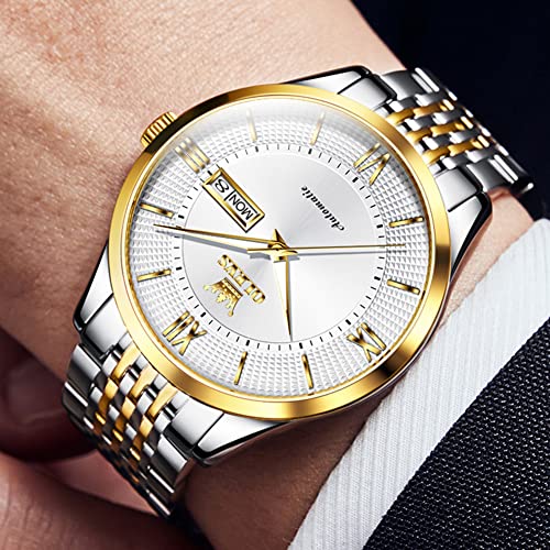 OLEVS Mens Automatic Watches Business Luxury Self Winding Mechanical Dress Wrist Watch Stainless Steel Waterproof Luminous Day Date
