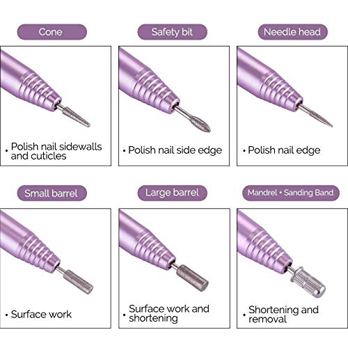 MelodySusie Portable Electric Nail Drill, Compact Efile Electrical Professional Nail File Kit for Acrylic, Gel Nails, Manicure Pedicure Polishing Shape Tools Design for Home Salon Use, Purple