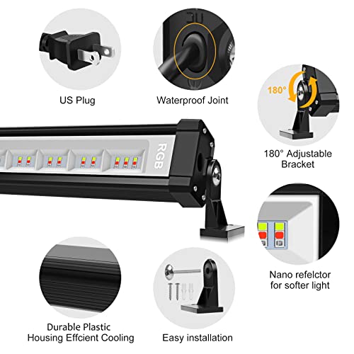 MEIKEE 42W RGB LED Wall Washer Light, 3350lm, IP66 Waterproof RGB Wash Light Bar with Remote, Timing Memory Dimmable Wall Flood Strip Light for Stage Party Wedding Decoration-4 Pack