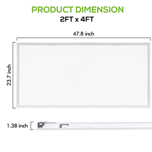 WEIZE (6 Pack 2x4 FT LED Flat Panel Troffer Light, 50W 5000K Recessed Back-Lit Drop Ceiling Light, 0-10V Dimmable, 6500lm Lay in Fixture for Office, 3-Lamp F32T8 Fixture Replacement