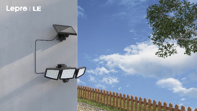 Lepro Solar Flood Lights Outdoor, WL5000 Motion Activated Security Lights, Separate Solar Panel, 3 Adjustable Head 270° Wide Lighting Angle, IP65 Waterproof Wall Lamp for Porch Yard Garage, 2 Packs