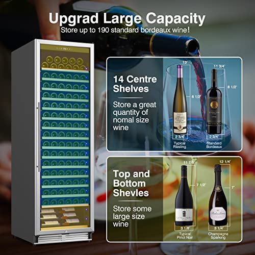 Velieta Upgraded 190 Bottles Wine Cooler Refrigerator,24 Inch Wide Wine Fridge with Professional Temperature Control System, Freestanding or Built-in installation, Quiet Operation