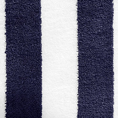 Amazon Basics Cabana Stripe Beach Towel - 2-Pack, Navy Blue