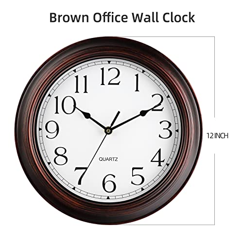 KECYET Wall Clock - 12 Inch Silent Non-Ticking Wall Clocks Battery Operated - Vintage Retro Rustic Style Decorative for Living Room Kitchen (Bronze)
